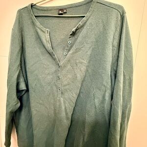 Modcloth Green Long Sleeve Henley Top